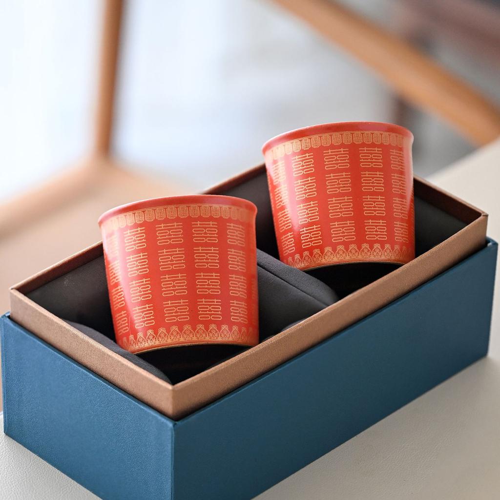 Wedding Red Festive Teacup Couple Pair Wedding Cup Ceramic Cup Large Teacup Coke Cup < Unk > Teacup