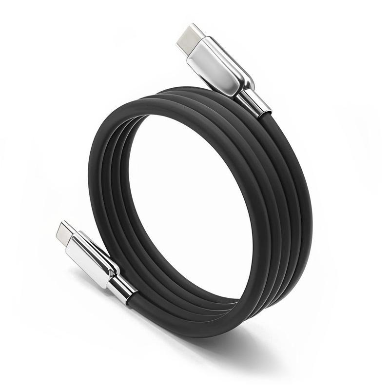 100W Fast-Charging Magnetic Type-C Cable with Storage, Compatible for iPhone 17, Android, Huawei.