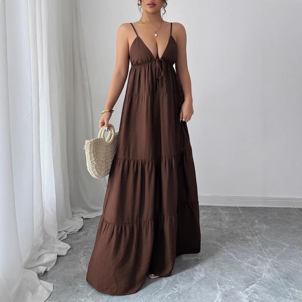 Elegant European & American Strappy Bandeau Long Dress - Autumn/Winter 2026 Women's Collection