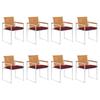 Garden Chairs Set of 8 with Cushions Solid Acacia Wood