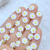100Pcs New Cute Resin 8mm Mini White Chrysanthemum Flat Back Fit Phone Deco Parts Embellishments For Hair Bows Accessories