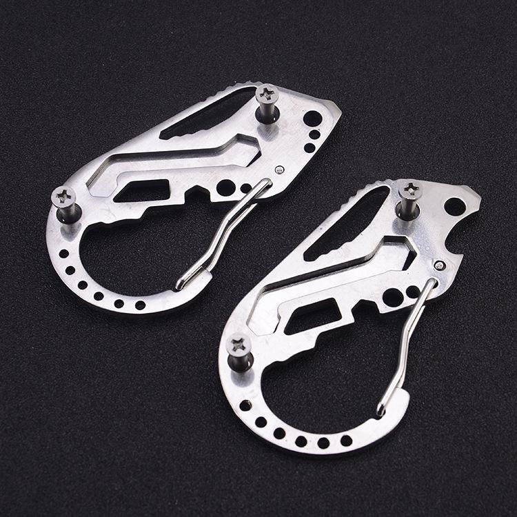 Multifunctional EDC Carabiner Key Holder with Quick-Release Strap and Protector, Stainless Steel Mountaineering Buckle Keychain