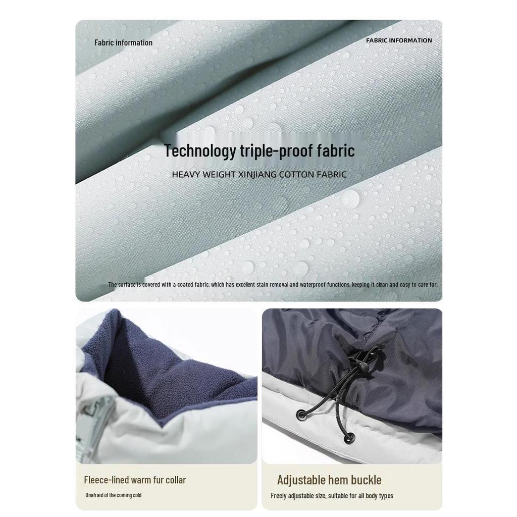 Men's Black Winter Down Puffer Jacket - Thick, Warm, Stand Collar, Casual Loose Fit, Trendy Youth Style