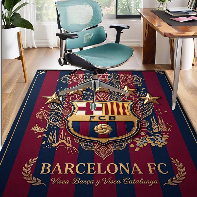 Barcelona FC Soccer Pattern Rug, Indoor/Outdoor Mat, for Picnic, Gameroom, Bedroom, Office, Living Room, Home Decor Carpet, Birthday Gift