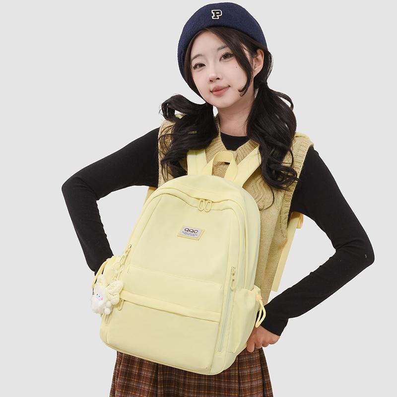 Women's Large Capacity Reduced-Burden Durable Backpack Junior High School Students Multi-Layer Multi-Pocket Schoolbag