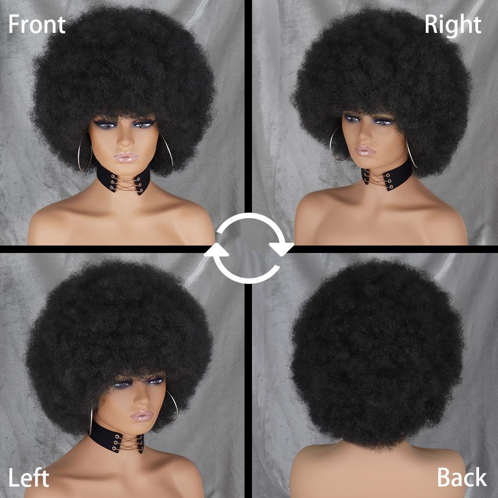 XNRAN Afro Women Kinky Curly Wigs for Black Women Short Curly Afro Kinky Wig Bouncy Huge Fluffy Puff Wigs Synthetic Fiber Wig