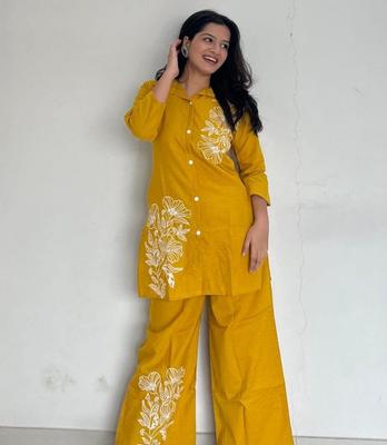 Indian Women Designer Kurta Pant Cord Set Bollywood Top Tunic Kurti Pure Cotton Dress