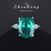 Luxury Full Diamond Imitation Paraiba Chain Dress Dinner Stud Earrings Bridal Wedding Jewelry Ring Colorful Treasure Set Women