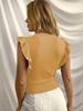 Spring/Summer European & American Women's Ribbed Knit Ruffle Sleeve Round Neck Slim Fit T-shirt