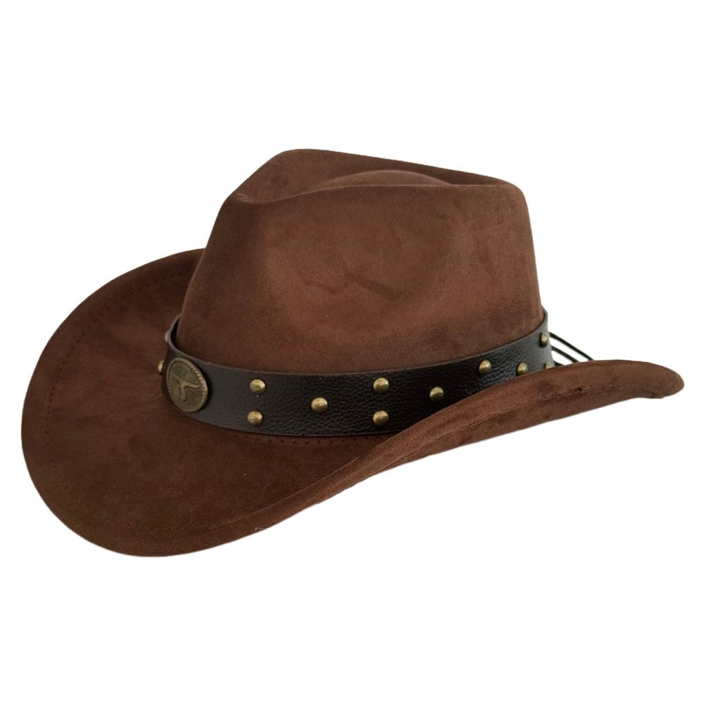 Hot-selling retro bull's head big-brimmed top hat, European and American suede western cowboy hat, men's temperament jazz hat