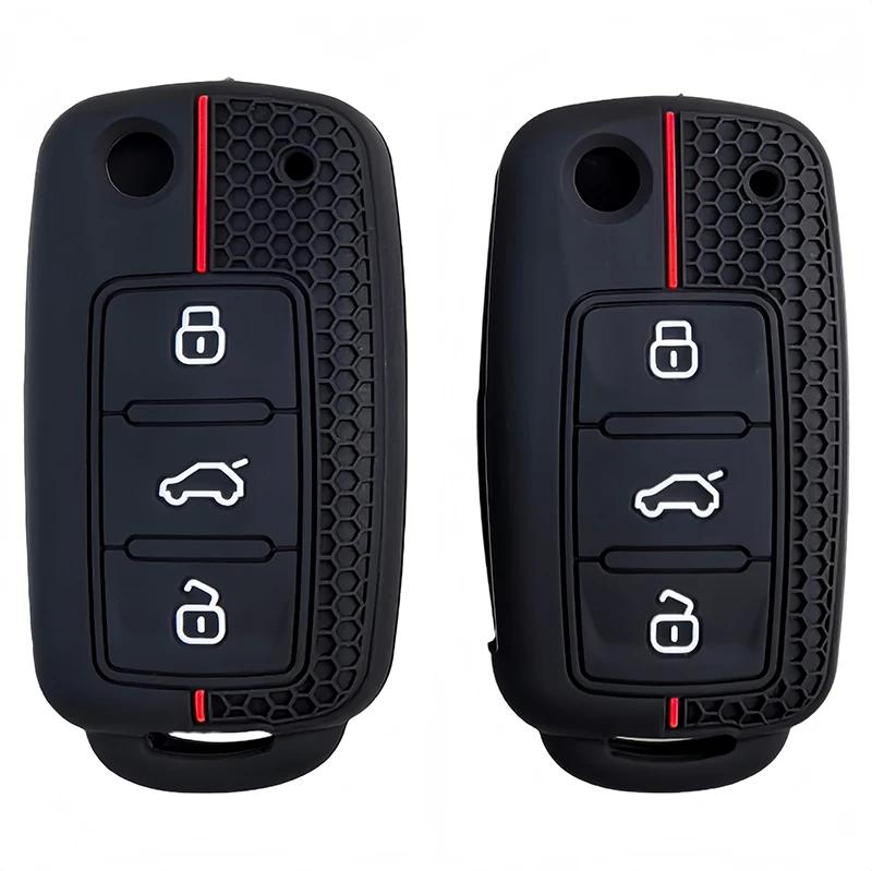 Silicone Car Key Case Cover Shell For Vw Volkswagen Polo Golf Passat Beetle Tiguan Jetta Seat Leon Altea Skoda Octavia Kodiaq