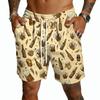 Men's Casual Drawstring Shorts Lightweight Quick Dry Five Inch Inseam Printed Lounge Shorts with Elastic Waistband for Everyday Wear