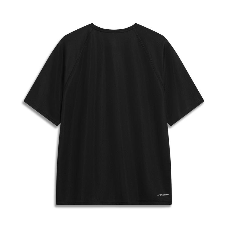 Li Ning Basketball Series Letter Round Neck Comfortable Versatile Breathable Sports Short Sleeve T-Shirt Men Tops Black ATST343-2