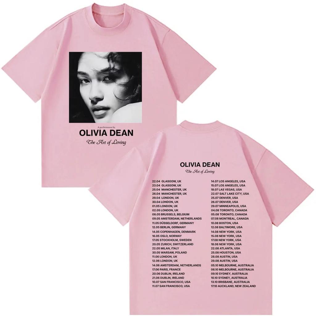 Olivia Dean Art of Loving Tour 2026 T-shirt Graphique Hommes Femmes Hip-hop Vintage T-shirts Amples Décontractés Coton Surdimensionné T-shirts