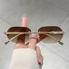 Brand Designer Luxury Rimless Sunglasses Women For Men  Vintage Punk Sun Glasses Popular Metal Leopard Head Shade Uv400