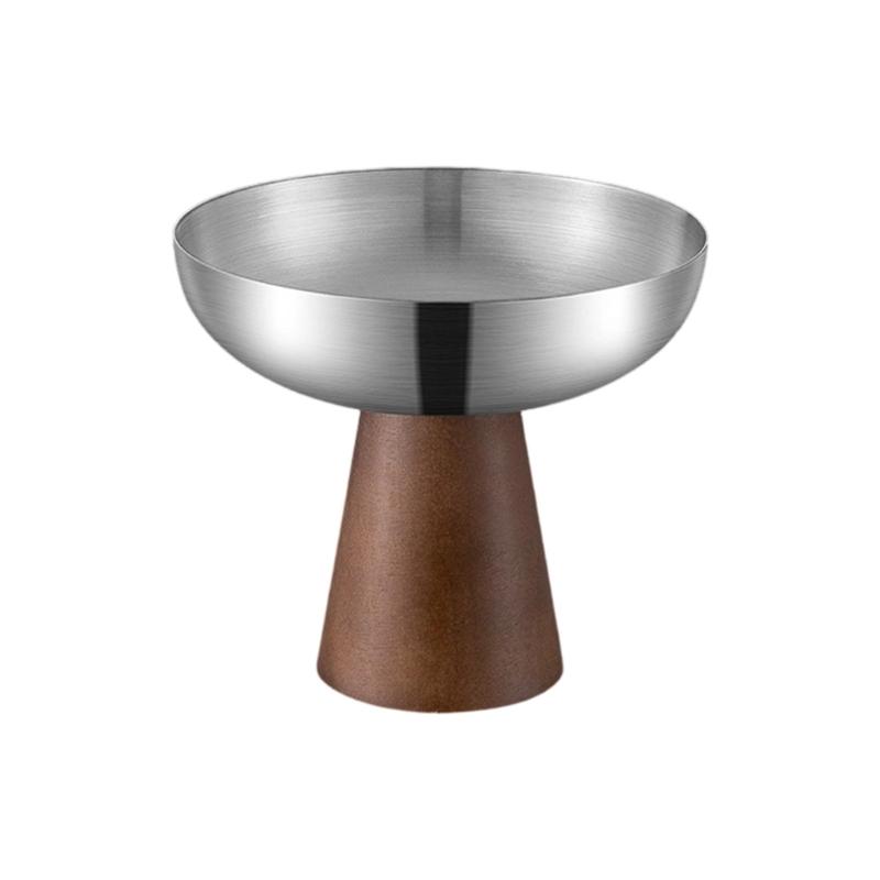 Elegant Stainless Steel Ice Cream Cup With Wooden Base Serving Dish Perfect For Dessert And Parties S SIZE