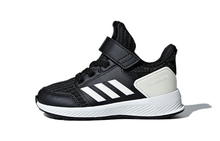 

Adidas Run Knit I Abrasion Resistant Low top Toddler Shoes Black White Infant And Toddler AH2611 23.5