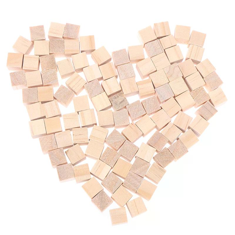 100pc Gift DIY Unfinished Blank Mini Wooden Square Solid Cubes Woodwork Craft Perfect Gift For Birthdays Holidays Christmas