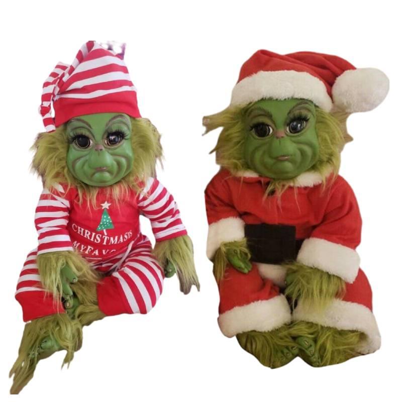 30cm Striped Green Elf Plush Toy For Christmas Gift