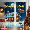 2pcs 2D Flat Printing Christmas Scene Curtain Merry Christmas Night Versatile Polyester Without Electricity Family Party