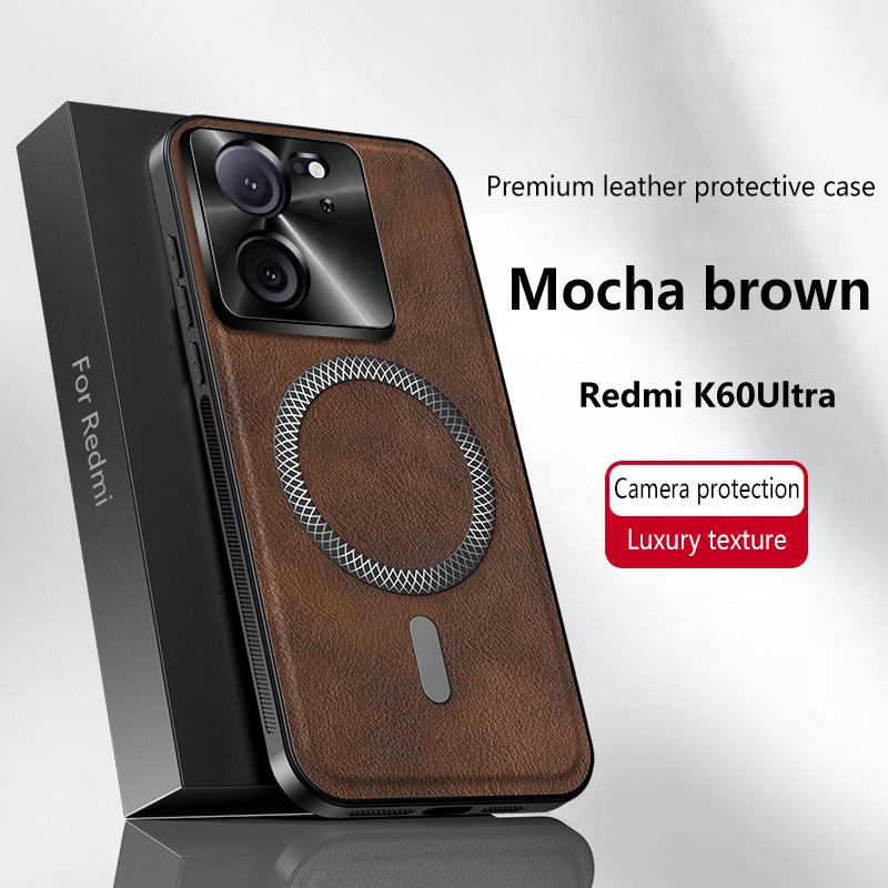 Redmi K60 Ultra Kılıfı Manyetik Zarif Deri Aşınmaya Dayanıklı Lens Tam Kapsamlı Kaymaz Tutuş Kenar Kapak Kabuk
