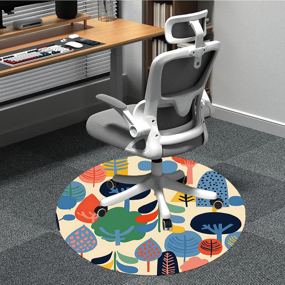 1pc Forest, Nature Office Round Rug, Non-slip, Soft and Durable Office Rug for Interior Decoration, Perfect for Office, Beautiful Decoration yy2603120