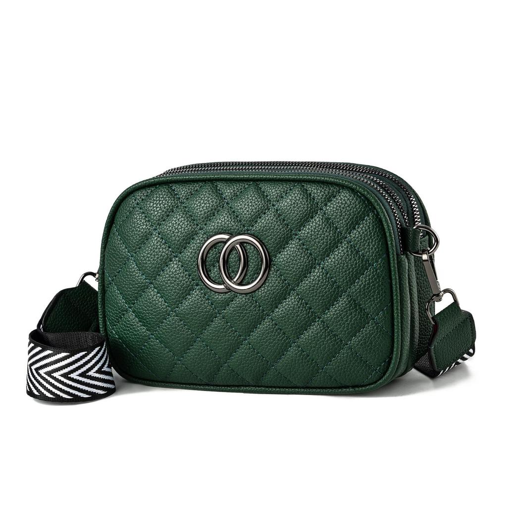 [Women's Bag] Oblique Span Bag Women's Bag, Xiaoxiangfeng Fashion Women's Shoulder Bag Three-layer Practical Soft Leather Rhombus