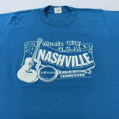 Vintage Nashville Shirt Herren Medium Music City USA Tennessee Gitarre Banjo 80er Jahre
