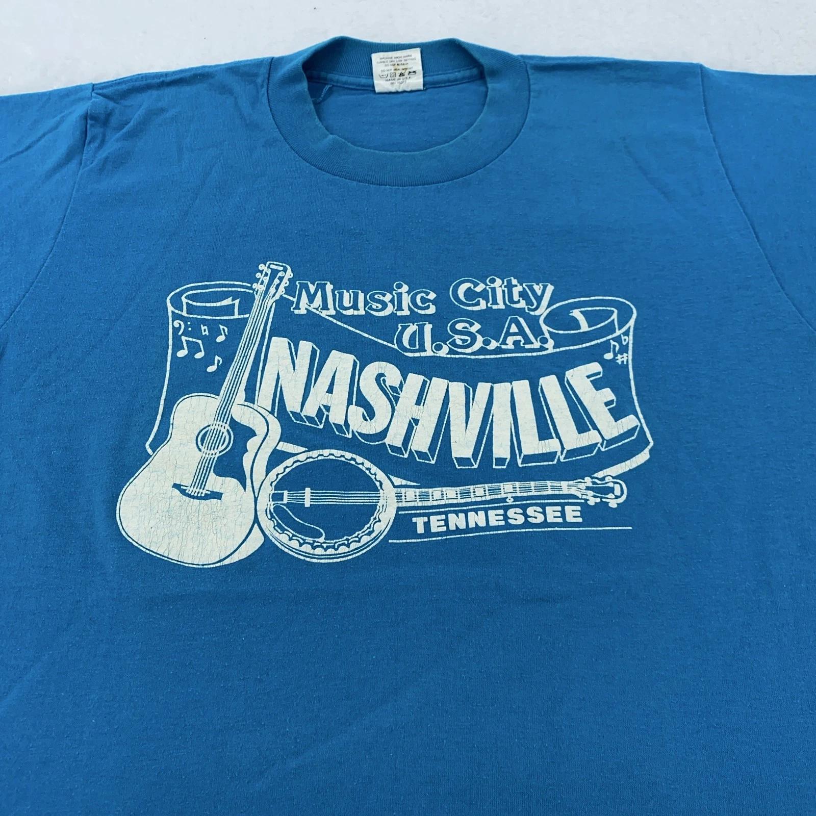 

Vintage Nashville Shirt Mens Medium Music City USA Tennessee Guitar Banjo 80s M