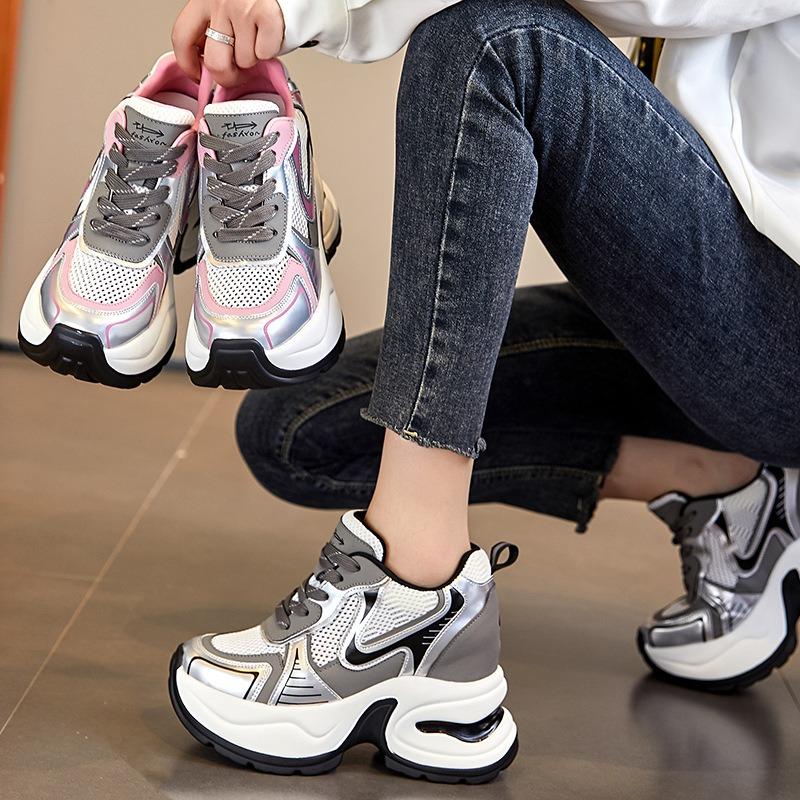 Thick-soled heightening 9CM dad shoes women's summer new mesh breathable casual shoes small sports shoes