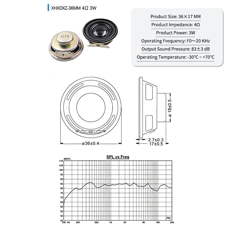 Kulatý širokopásmový reproduktorový měnič 4Ohm 3W Mini reproduktor 20 až 50 mm Audio reproduktor pro DIY Bluetooth reproduktor Elektronický projekt