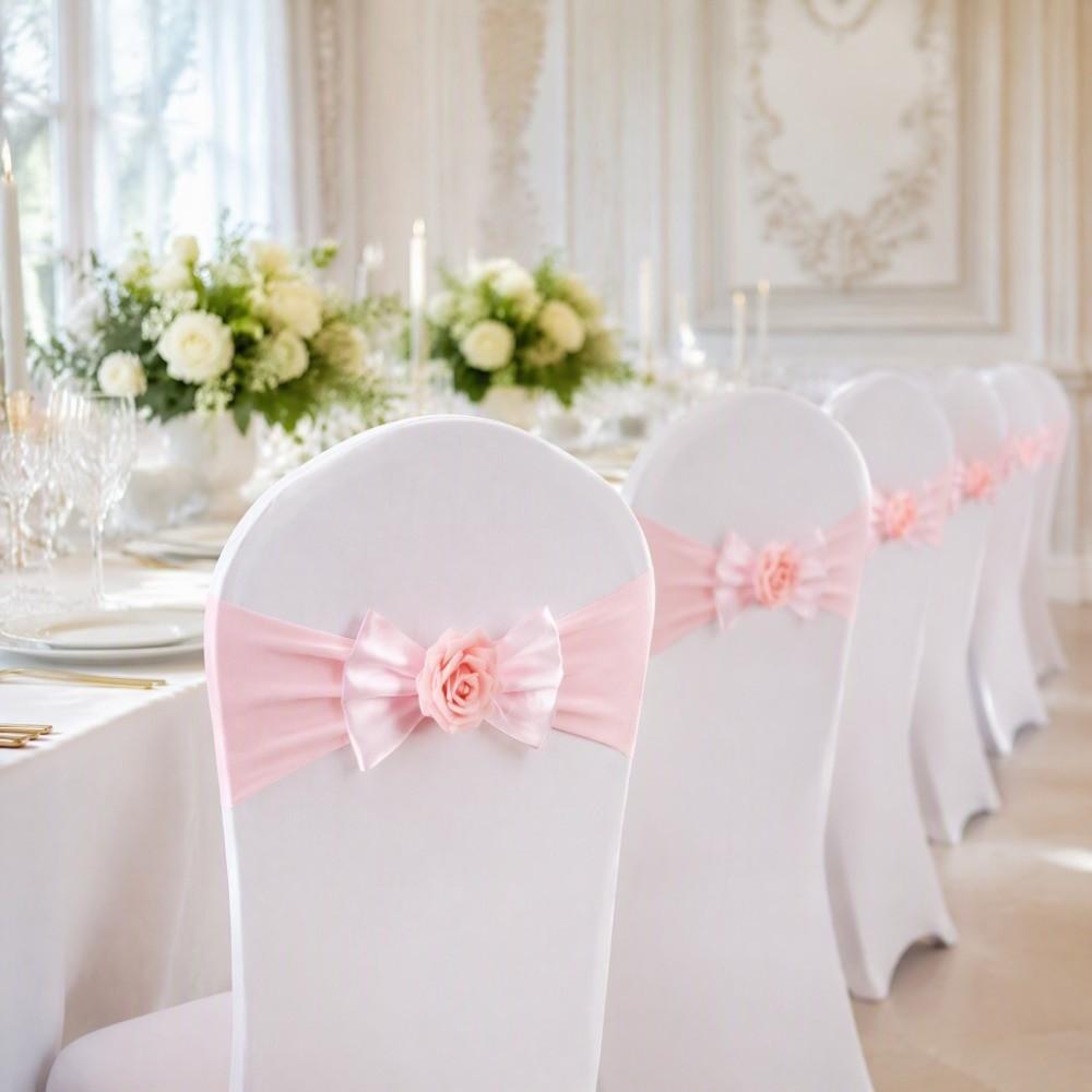 2pcs Vintage Satin Chair Sashes Band Multicolor Chair Back Flower Durable Chair Bow Tie Birthday