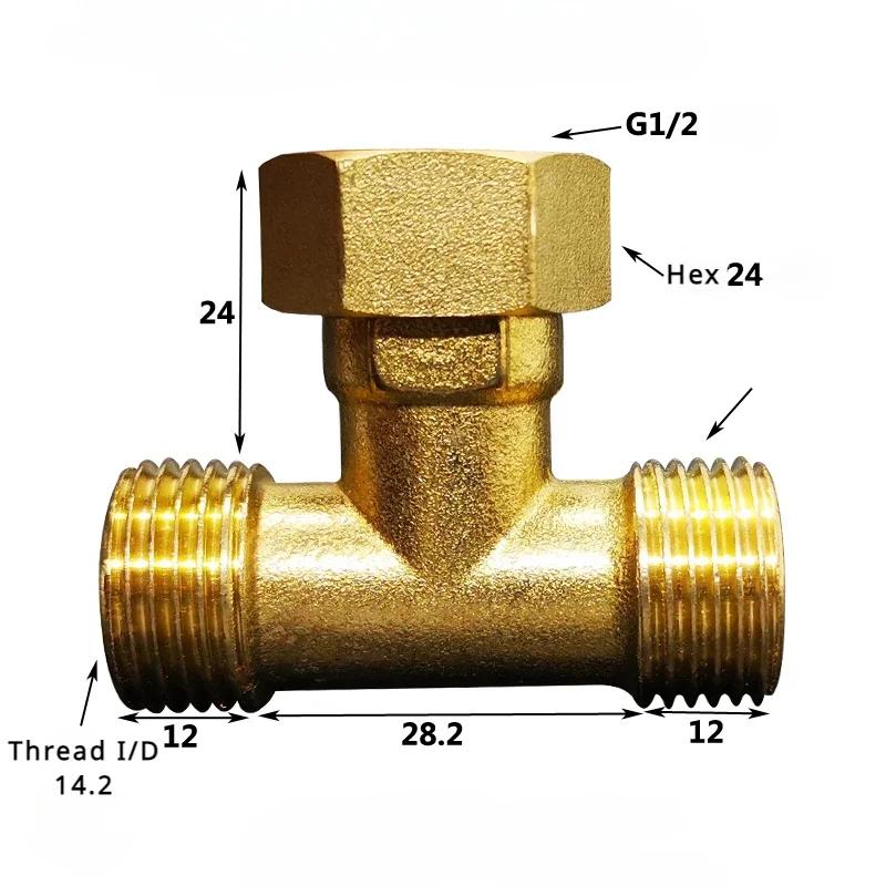Various Types DN15 1/2" BSPP Male Female Tee 3 Ways Brass Pipe Fitting Connector Splitter Block Home Garden