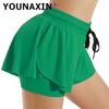 Women's Tennis Culottes Yoga Fitness Skirt Anti Glare Training Athletic Running Girl's Sports Shorts Lining Pants Golf Workout Skirts S M L XL
