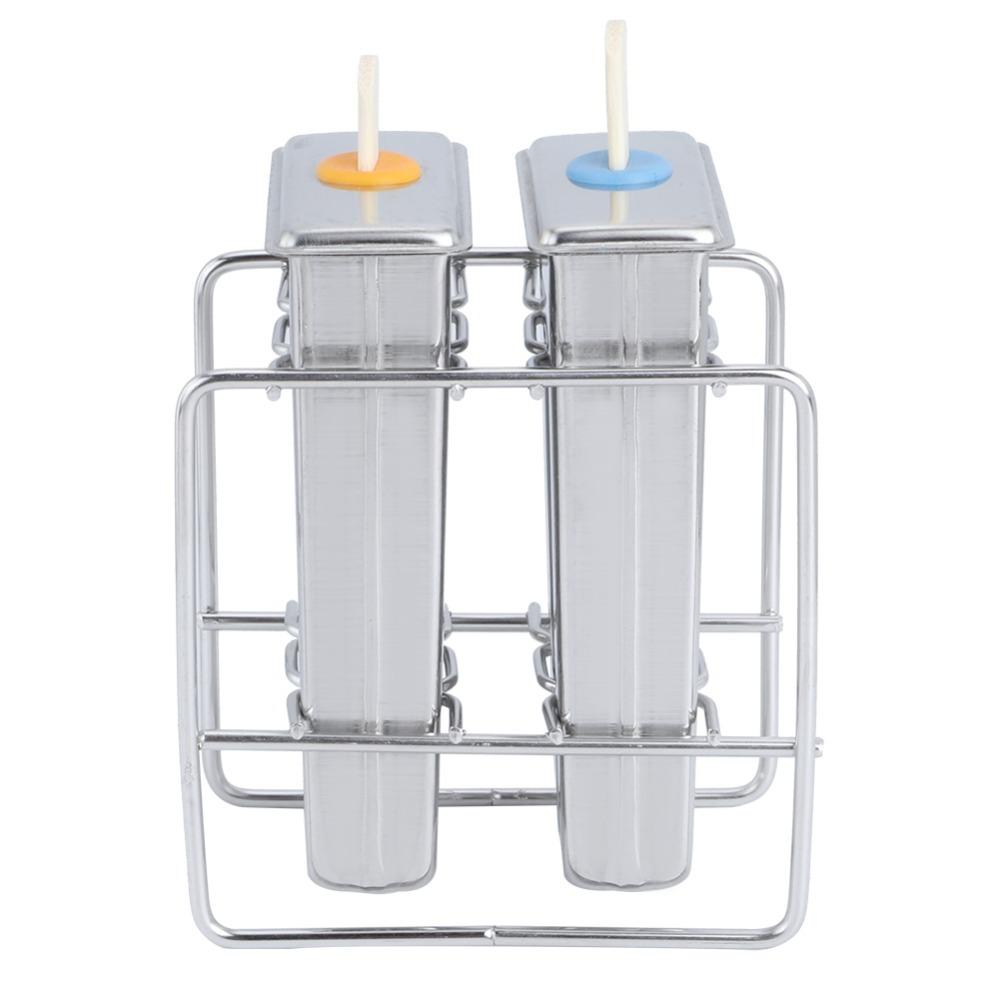 2pcs set Stainless Steel Stainless Steel Popsicle Mold Flat Head Ice Cream Mould DIY Ice Maker Flat Head