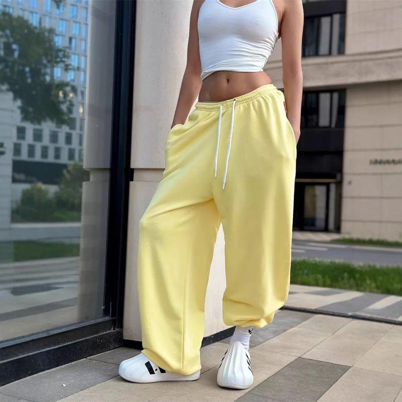 Western Style New Fashion Casual Loose Wide-Leg Pants Mopping Pants Trousers Lace up Casual Pants