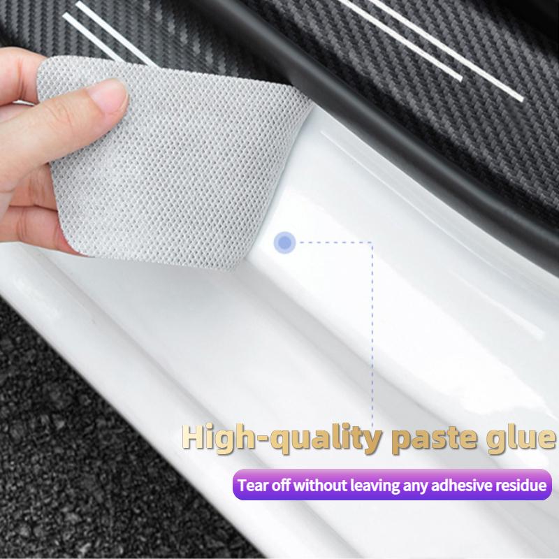 4pcs Car Door Sill Protector Stickers For MG ZS Leather Carbon Fiber Decor Decal Tuning Accessories xus1