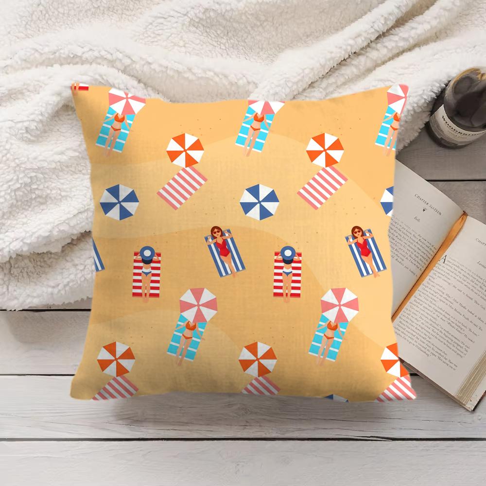 Beach Chair Cushion Cover Soft Short Plush Pillow Cover Smooth Cozy Texture Aesthetic Cushion Case Home Decor