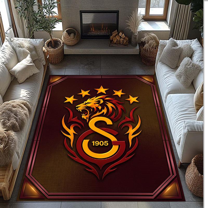 Tappeto Morbido Antiscivolo per Interni con Motivo Calcio Galatasaray FC Tappetino Decorativo Sportivo per Camera da Letto