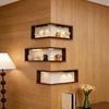 Corner Wall Shelves Wood Corner Floating Storage Shelves Wall-Mounted Display Rack for Book Plants Photos