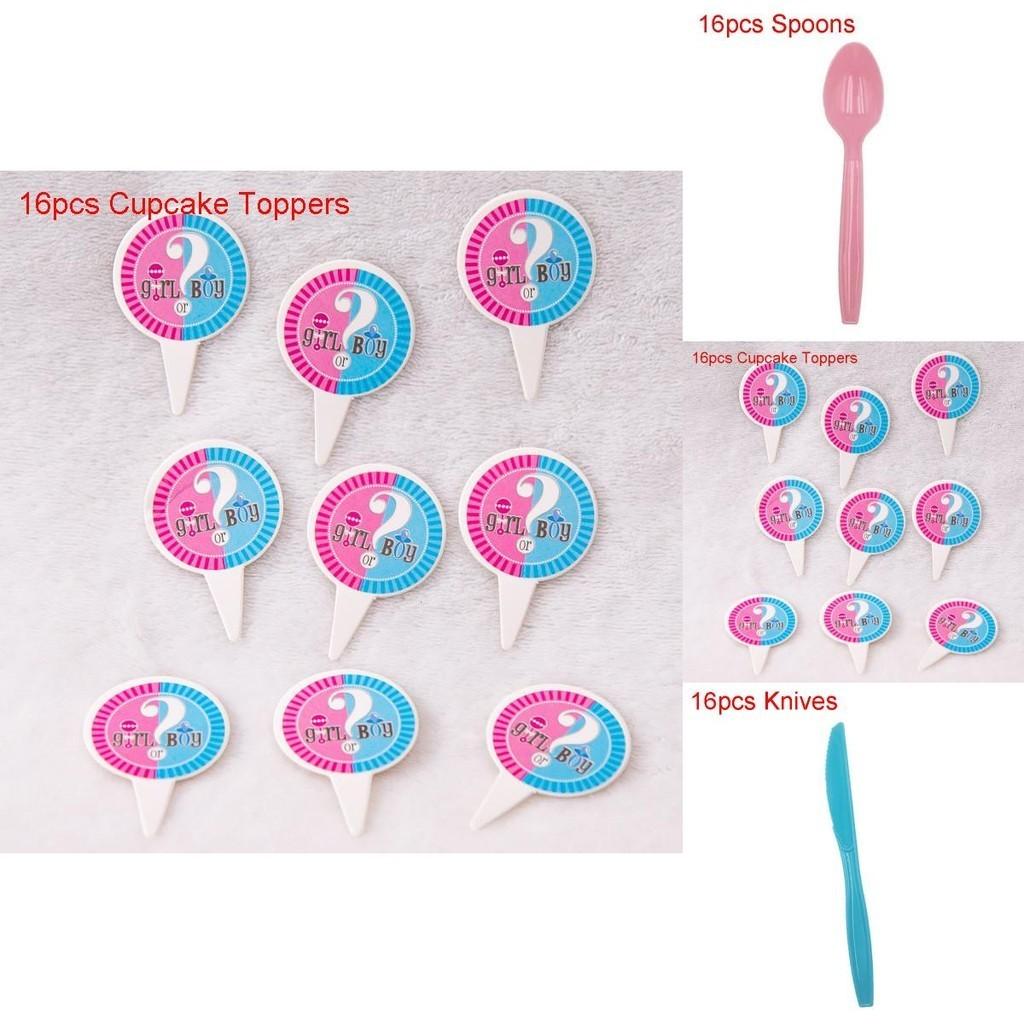 Vibrant Baby Gender Reveal Party Decoration Boy Or Girl Disposable Tableware Collection