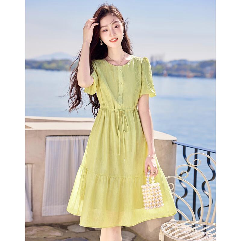 Elegant Short-Sleeve A-Line Mid-Length Dress