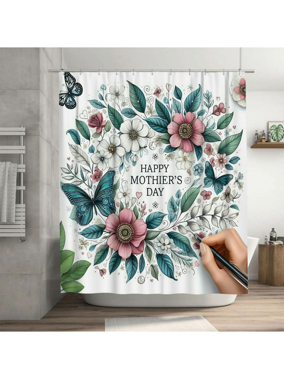 

Happy Mother s Day Floral Shower Curtain | Elegant and Festive Decor 90X180cm