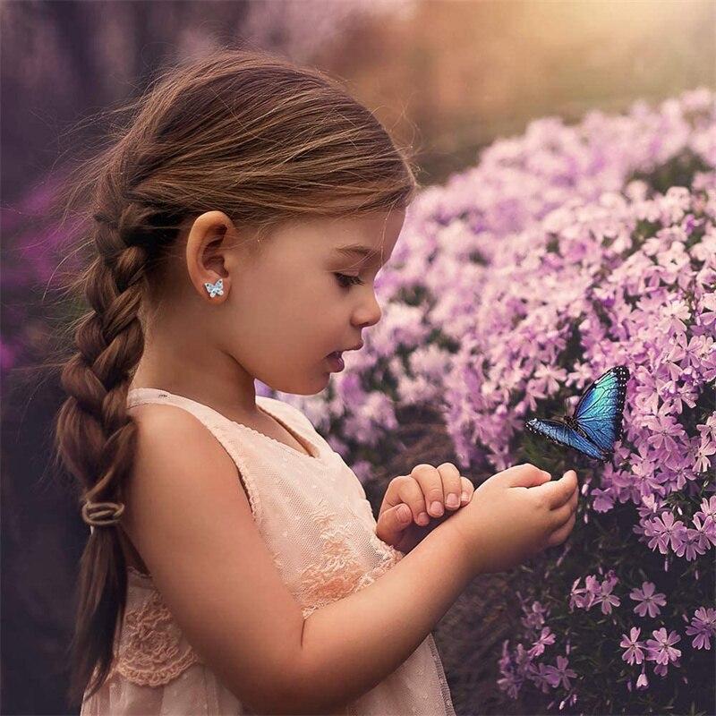 Koreanische Mode Schmetterling Ohrstecker Einfaches 925er Sterlingsilber Romantische Farbe Zirkon Insektenschmuck Damen Ohrringe Piercing