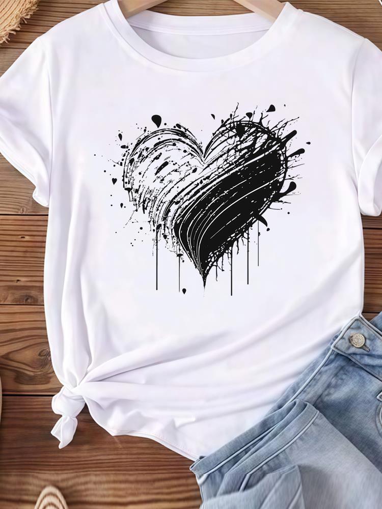 (Asian Size) Women Tee Top Clothing Casual letter cute 90s lovely  Short Sleeve T Shirt Fashion Printed Lady Female Graphic T-shirts