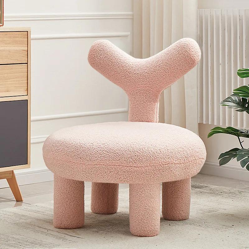 Nordic Lamb Wool Leisure Armchair - Fabric Low Stool for Living Room/Bedroom/Lazy Space