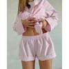 Summer Casual Cardigan Two-piece Set in Large Size, Loose and Check Pattern, Women's Outfit