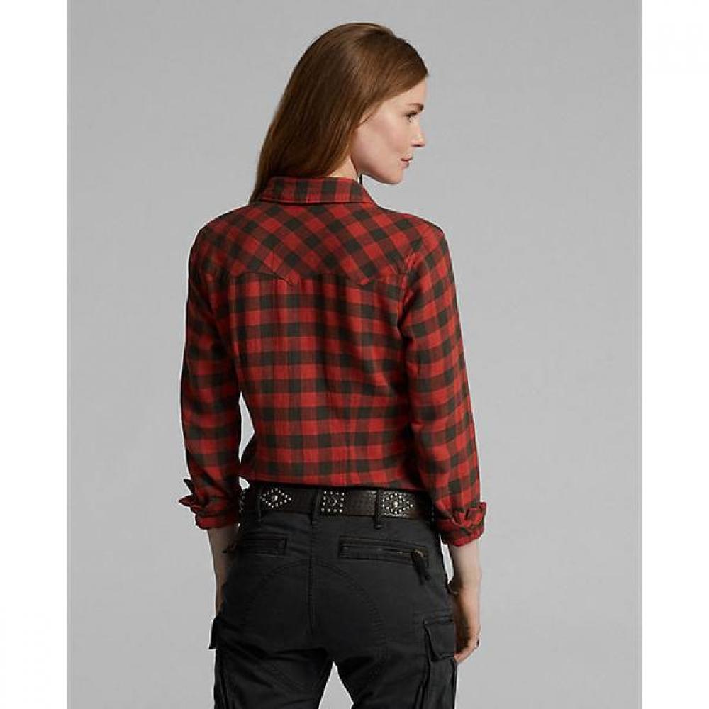 Ralph Lauren Western Shirt Plaid Cotton Linen Wmrrshtn6820060600