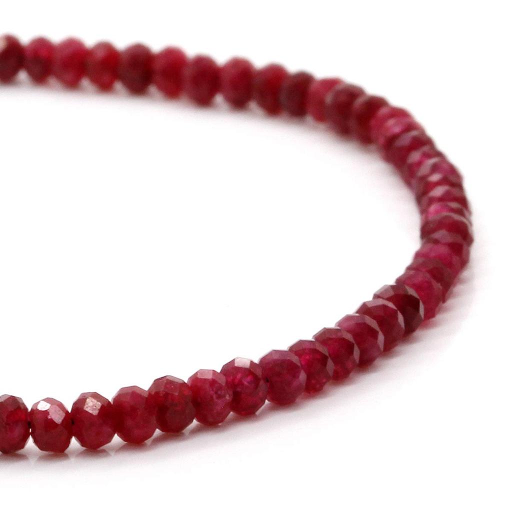 Rubin ca. 3mm x 2mm Schliff Armband Juligeburtsstein Naturstein Kraftstein [Ishiki] [b643]