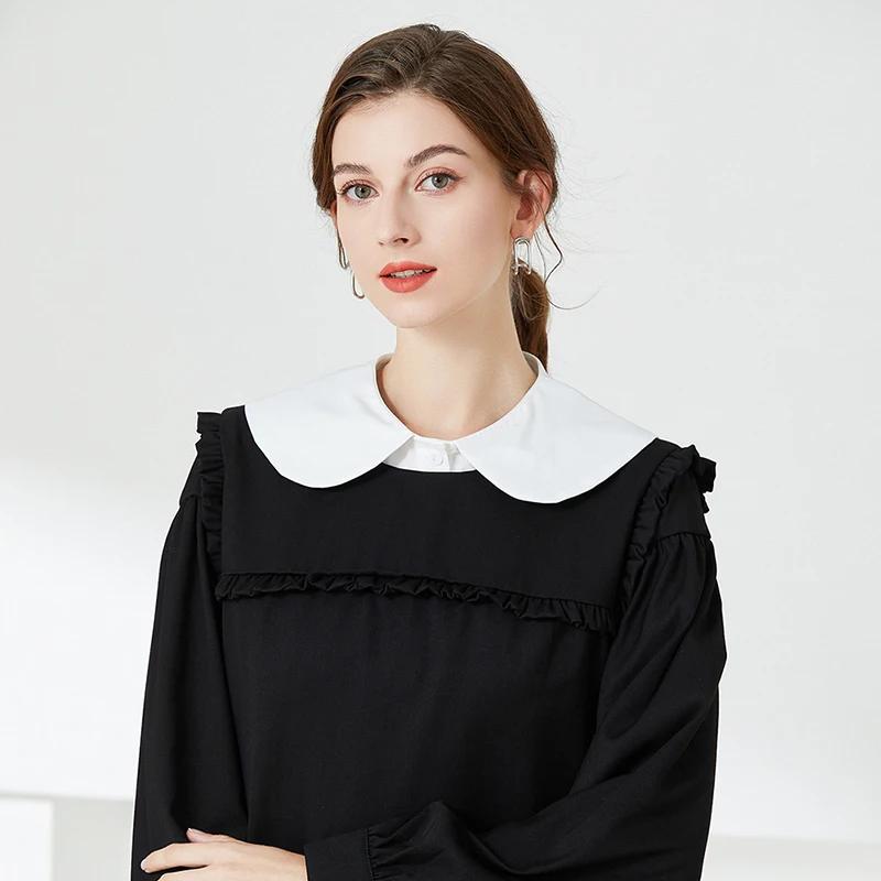 Sweet Doll Removable Lapel Fake Collar Women Front Tie Half Shirt Detachable Collar for Mens Suit Autumn Lapel False Collar